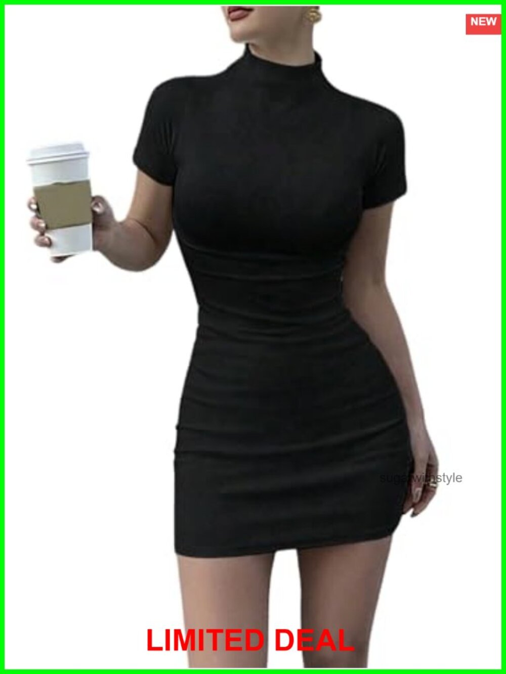 Milumia Mock Neck Bodycon Mini Dress Short Sleeve Ruched Slim Fit